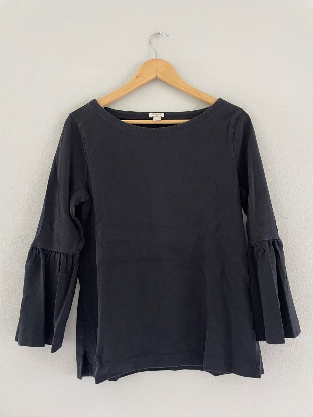 J. Crew Factory Black Bell Sleeve Long Sleeve Blouse